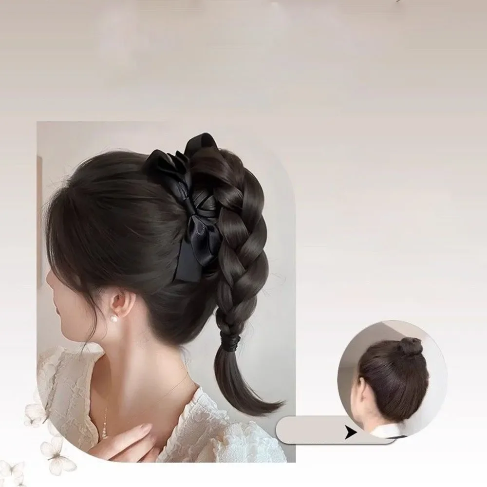 Twist Braid Synthetische Perücke Clip Bogen Hohe Pferdeschwanz Temperament Süße Natürliche Simulation Zurück Kopf Braid Haar Clip Perücke Tasche