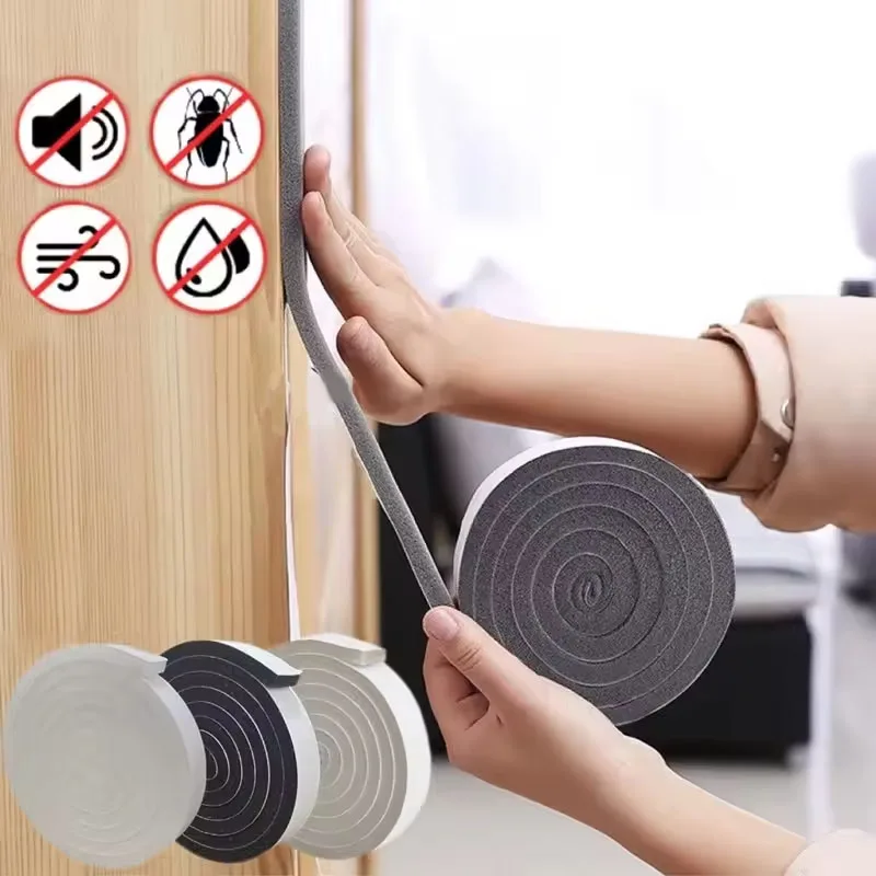 4M Foam Self-adhesive Door Window Sealing Strip Wearable Sliding Dustproof Sponge Strip Soundproof Home Insulation sealing tape