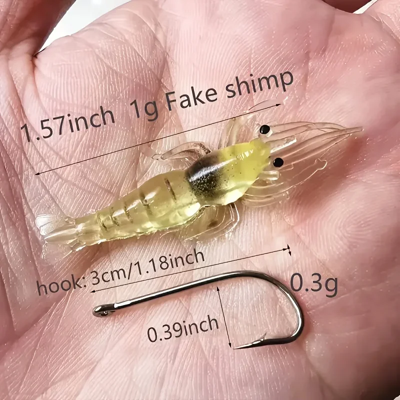 510/20pcs Goture กุ้งสําหรับน้ําจืดน้ําเค็ม,Luminous กุ้งเหยื่อชุด SHARP Hook และลูกปัด