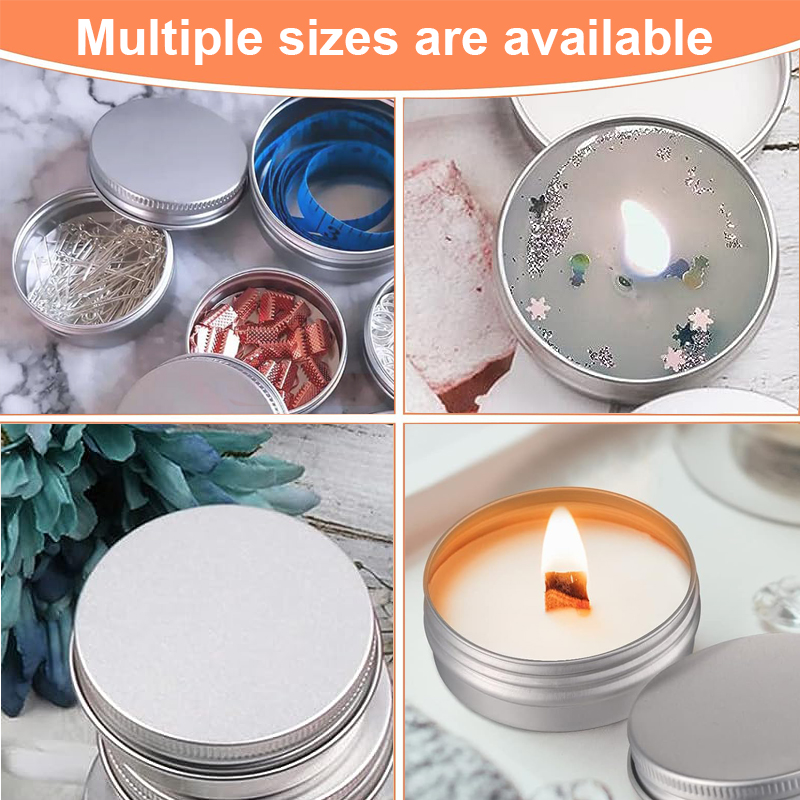 1/5/10pcs 5-250ml Empty Silver Aluminum Tins Cans Screw Top Round Candle Spice Tins Cans with Screw Lid Containers