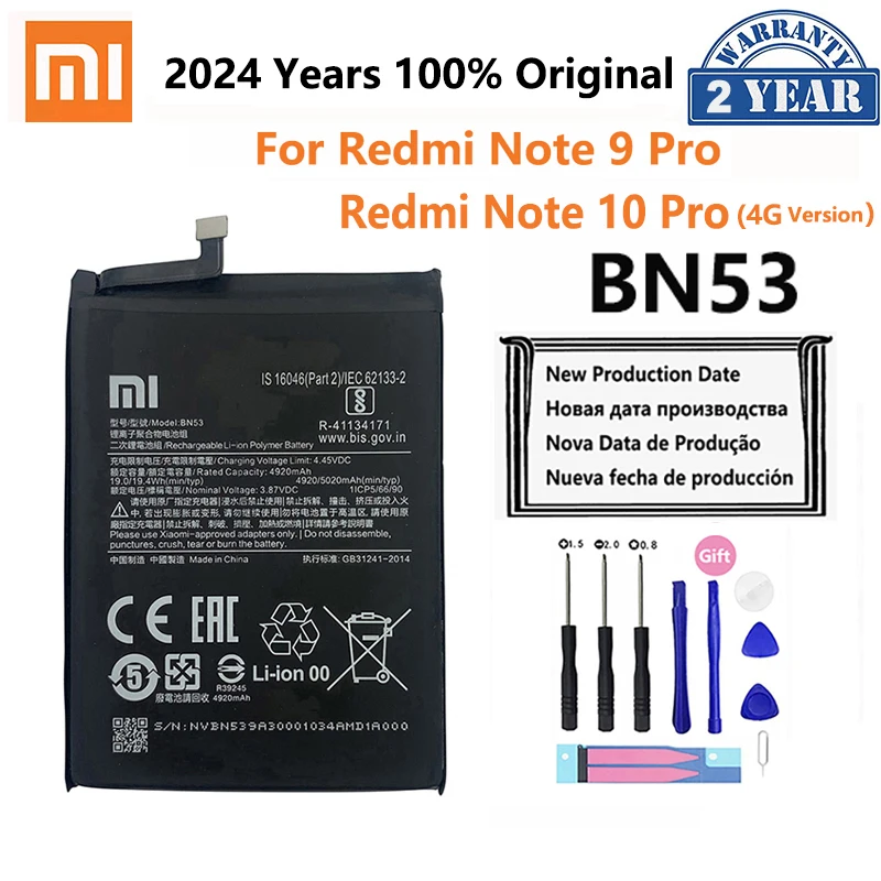 100% オリジナルシャオ mi BN53 BN54 BN55 電話のバッテリーシャオ mi Redmi 注 9 10 プロ 9S 10X 4 グラム 5 グラム交換電池 Bateria