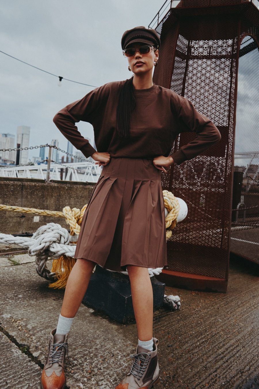 AS AW25 модная спортивная одежда оверсайз + быстросохнущая плиссированная юбка до колена, комплект женской одежды