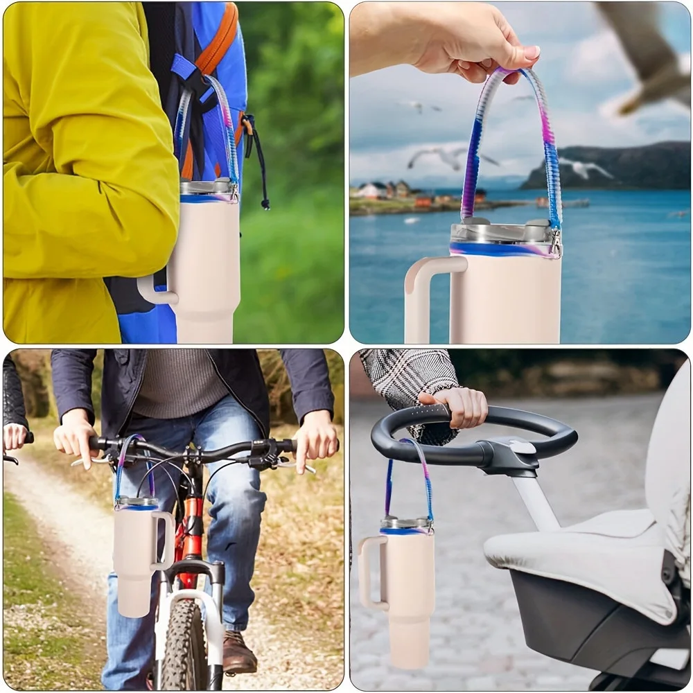 Asa para botella de agua, soporte para botella de agua, correa de silicona suave y duradera para la mayoría de botellas de 8-40oz, accesorios para tazas