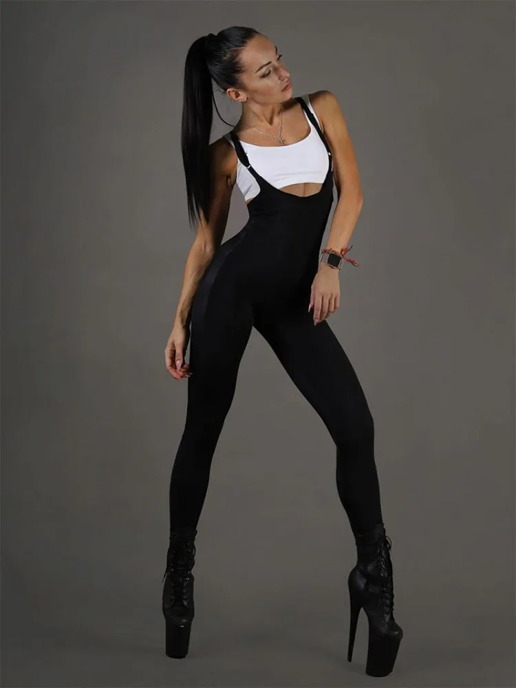 Oshoplive หญิงแฟชั่น PU สลิง Jumpsuit 2024 ฤดูร้อนใหม่แขนกุด Backless ฟิตเนสชุดกีฬา One Piece ชุด