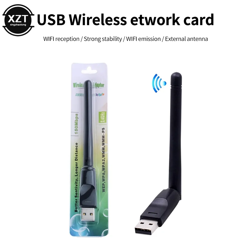 Tarjeta de red inalámbrica MT7601 de 150Mbps, Mini adaptador USB WiFi, receptor LAN Wi-Fi, antena Dongle 802,11 b/g/n para PC, Windows RTL8188