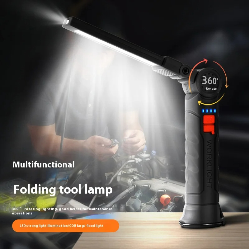 2025 NEW LED Flashlight IP64 Waterproof Rechargeable Camping Work Light Magnet Hook 4 Lighting Modes Suitable For Night Work