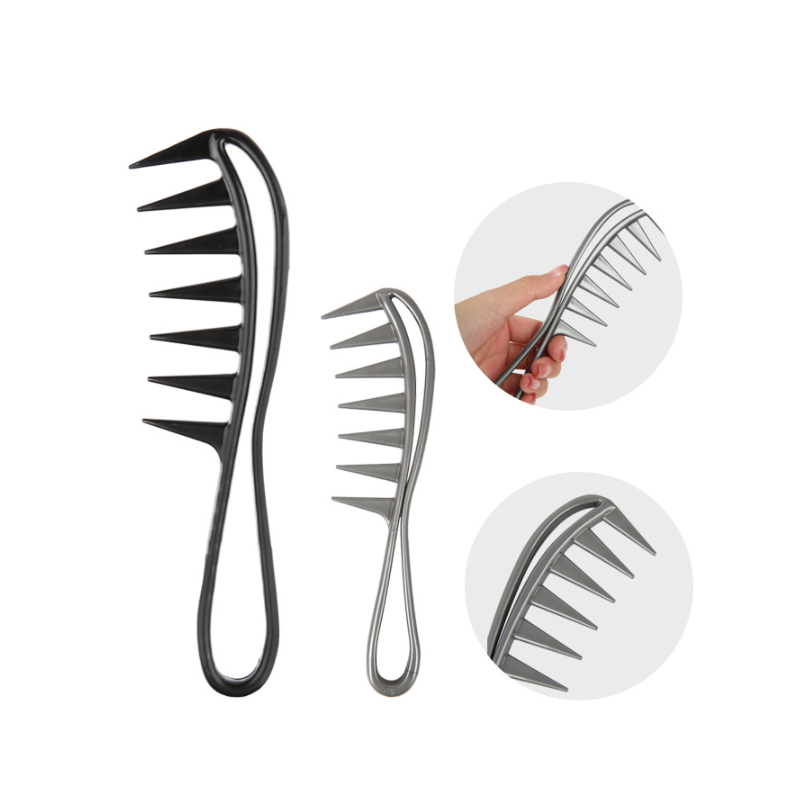 Peine de plástico de dientes anchos para cabello rizado, peine portátil antiestático para mujer, desenredante, peine de peluquería, masaje