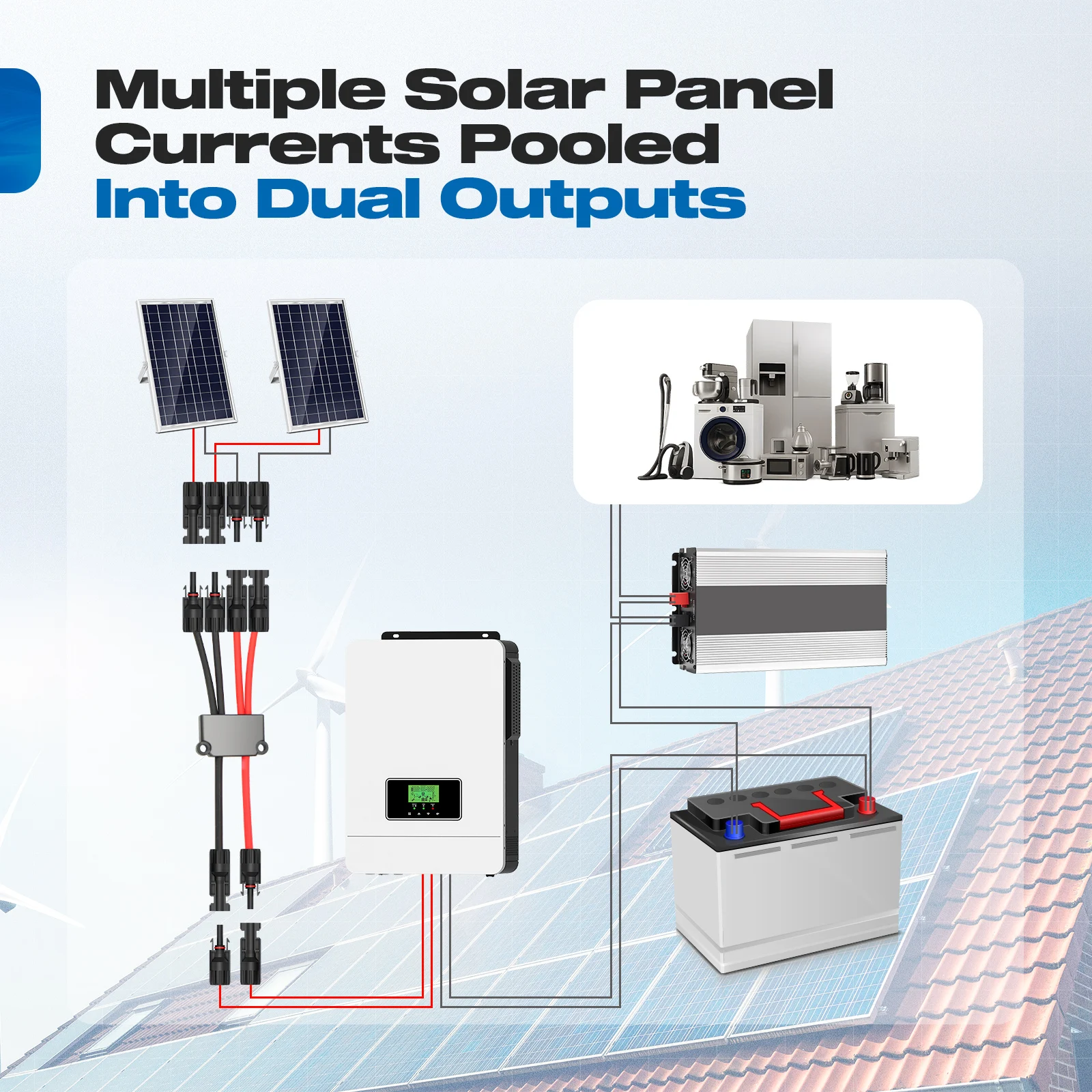 Conectores solares P de 2 a 4/6/8 Y Branch para painéis solares, conectores sem ferramentas 10awg, divisor de painel solar, para barco e RV.