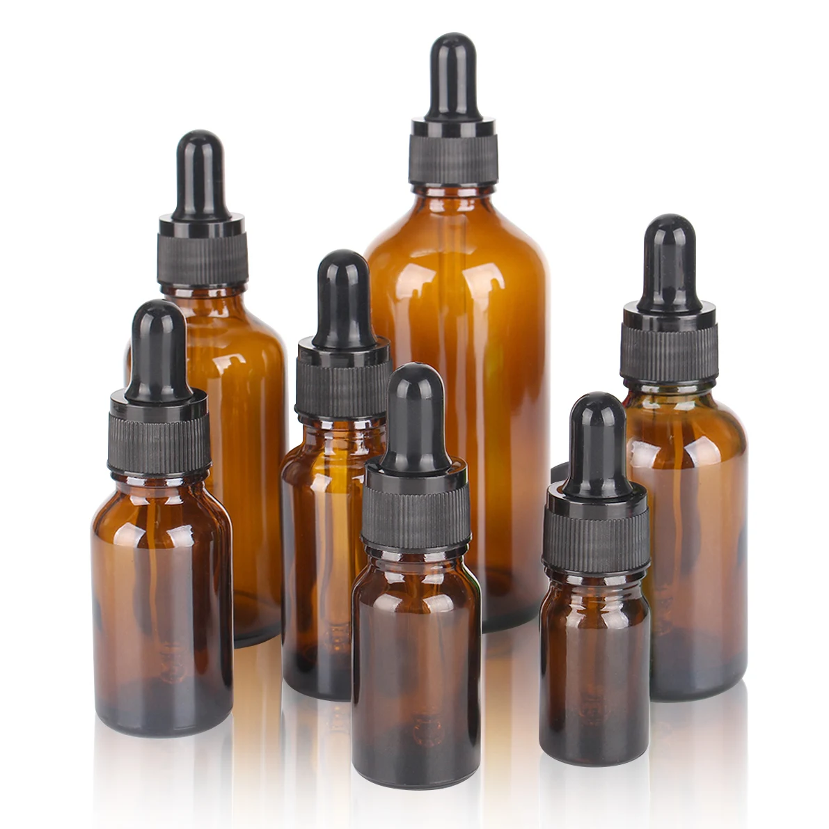 6/12/24 Cái 5Ml 10Ml 15Ml 20Ml 30Ml 50Ml 100Ml hổ Phách Kính Ống Nhỏ Giọt Chai Với Kính Pipet Cho Mỹ Phẩm Nước Hoa Tinh Dầu