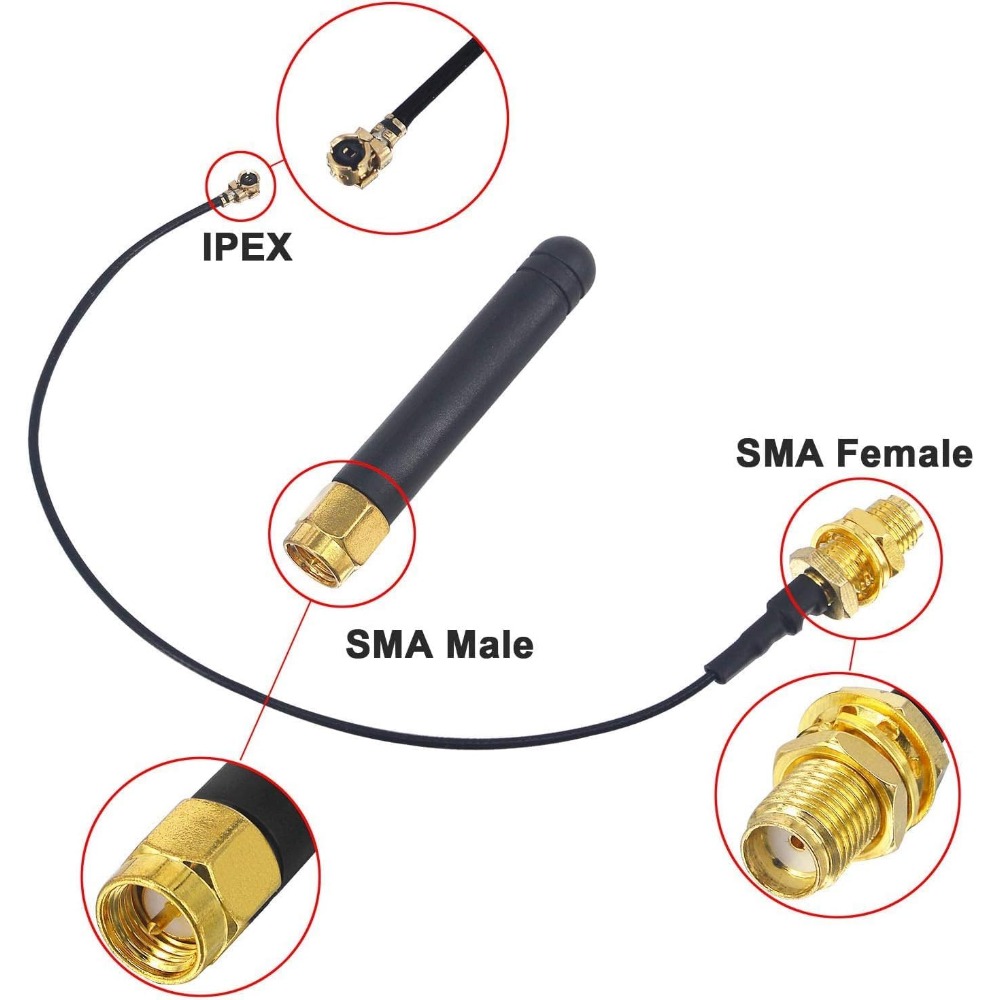 4 Uds antena LoRa 868MHz 915MHz 3DBI con conector U.FL I-P-E-X-1 a SMA para placa Lora ESP32 Lora32u4 II WiFi Lora32 15cm