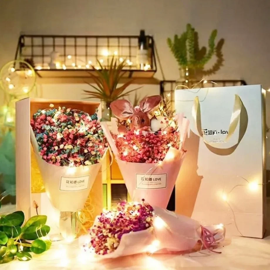 YzzKoo LED ทองแดงลวดไฟ Fairy แบตเตอรี่ขับเคลื่อนไฟ LED String งานแต่งงานในร่มตกแต่งคริสต์มาส Garland ไฟ