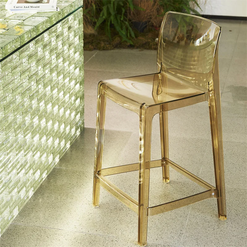 Transparent Bar Chair Acrylic High Stool Nordic Modern Restaurant Counter Stools Design Luxury Relaxing Plastic Chairs Ottoman