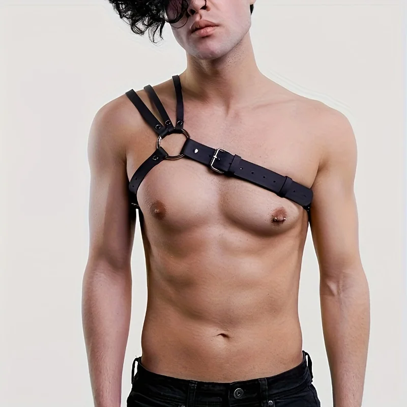 Street Punk Style Men's Shoulder Strap Faux Leather Strap Carnival Party Sexy Suspenders Accessories