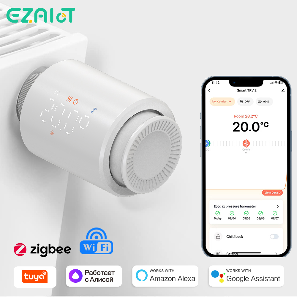 Inteligente wifi zigbee trv tuya radiador válvula termostática app controle remoto controlador de temperatura programável alexa google casa