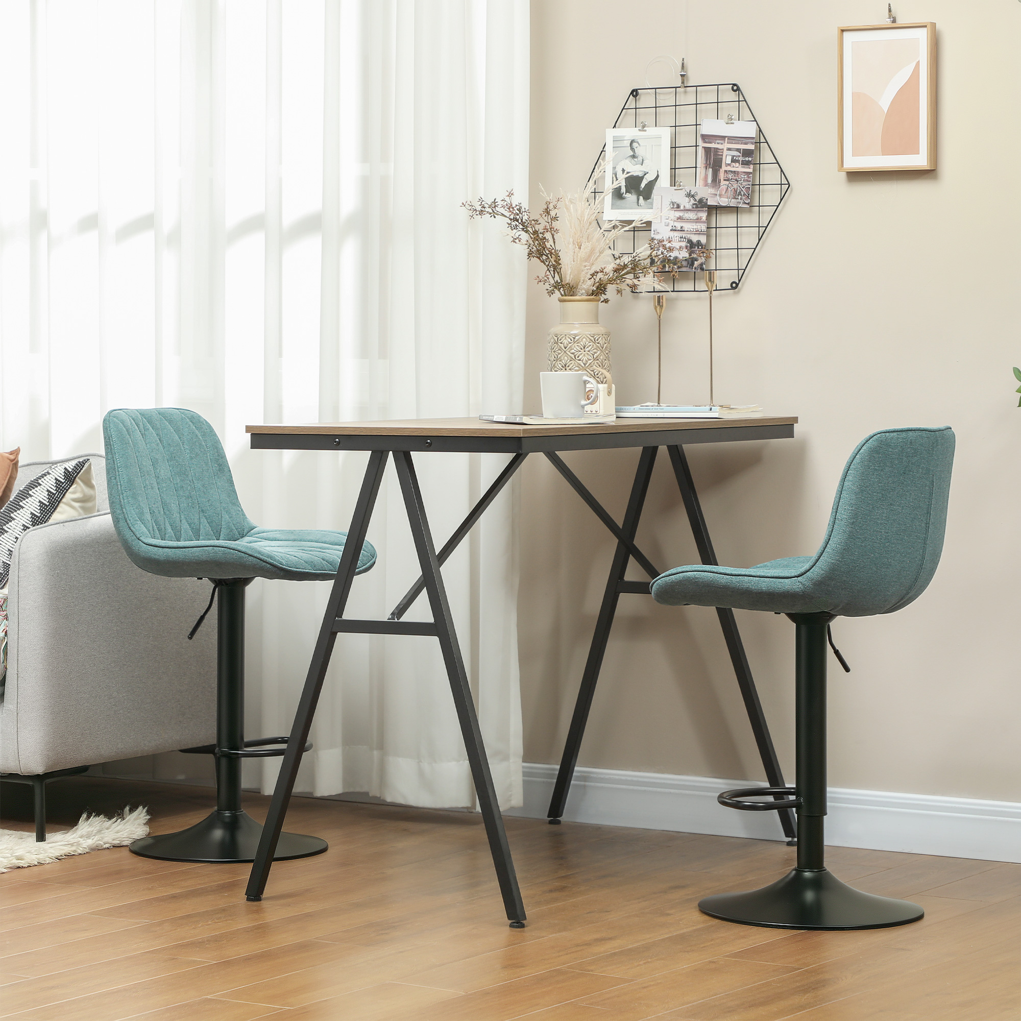 HOMCOM Bar Stools Set of 2, Modern Armless Bar Chairs, Blue