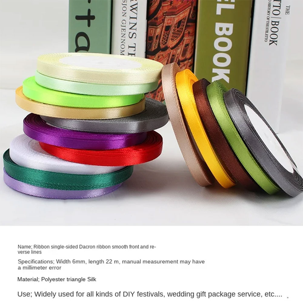 25Yards 6mm Silk Satin Ribbons for Crafts Bow Handmade Gift Wrap Partys Christmas Wedding Decorative Artificial Accessories