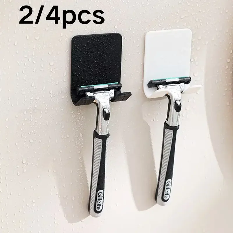 Soporte adhesivo para maquinilla de afeitar, montado en la pared, para baño, gancho de ducha, soporte para afeitadora, soporte de gancho de plástico, 2/4 Uds.