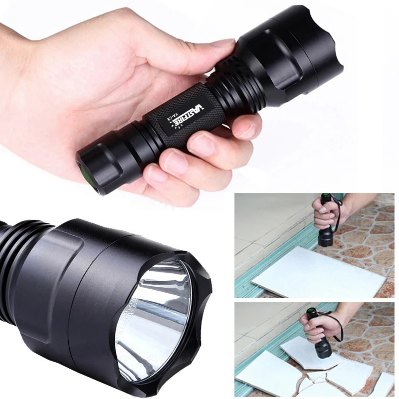 350LM 600-800 Yards Range C8 Green LED Hunting Flashlight 1-Mode Torch USB Rechargeable Lantern Power by Battery