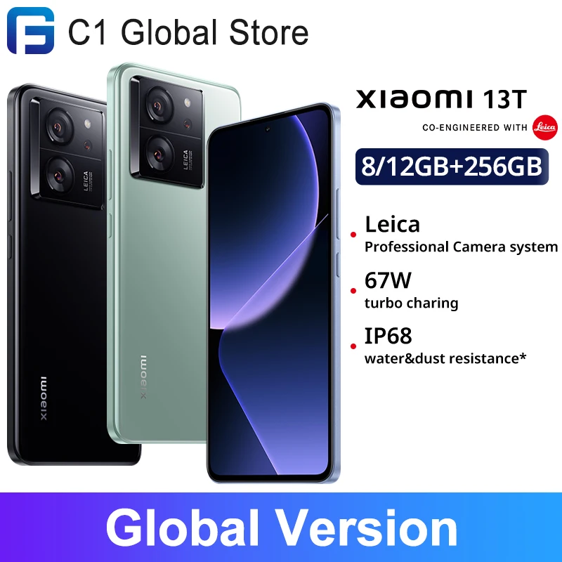 Versión Global Xiaomi 13T 5G Smartphone 144Hz AMOLED Displa 67W cargando 50MP Cámara Leica IP68 Agua MTK Dimensity 8200 Ultra