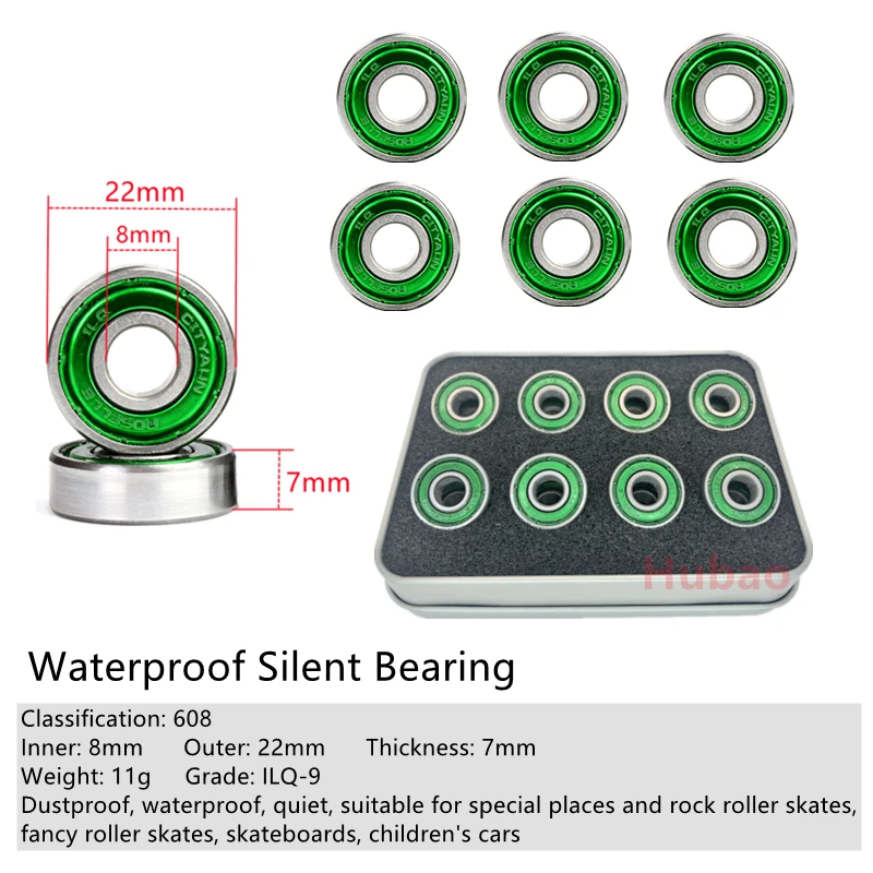 แบริ่ง 10/16 ชิ้นกันน้ําเงียบแบริ่งเซรามิค 8x22x7 มิลลิเมตร ABEC-9 ILQ-9 Ball ​ ​ ความเร็วแบริ่งโรลเลอร์สเก็ต ​ ​ สเก็ต อินไลน์สเก็ต