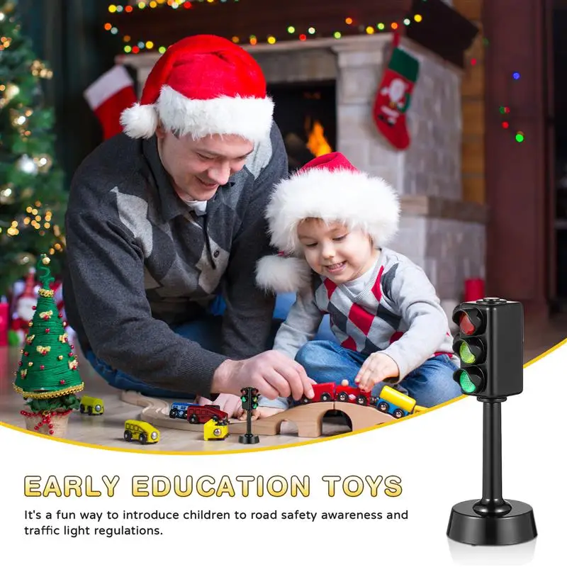 2Pcs Traffic Signal Lamps Traffic Light Toy Educational Model For Road Signs Awareness Learning Aid With Round Base Dual Sides
