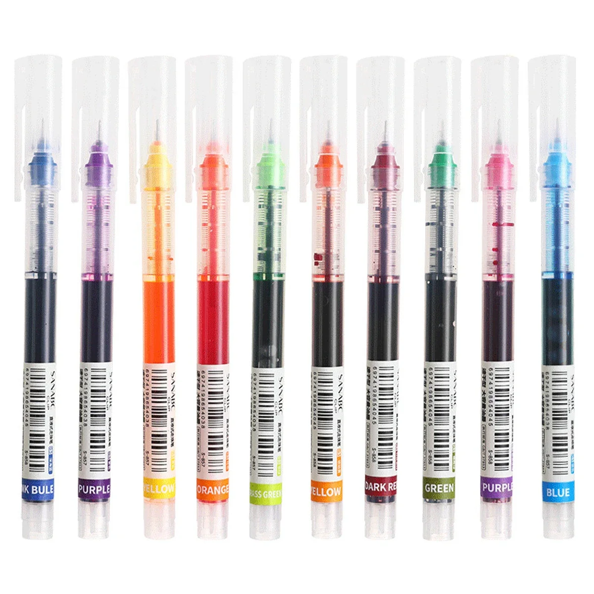 10 canetas de gel coloridas. Grande capacidade de secagem rápida, 0,5 mm, adequadas para estudantes, tomada de notas, marcação, desenho, contabilidade.