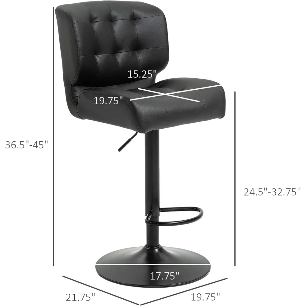 Bar Height Bar Stools Set of 2 with Adjustable Seat, Adjustable Swivel Barstools with Thick Padded Cushion and Metal Footrest