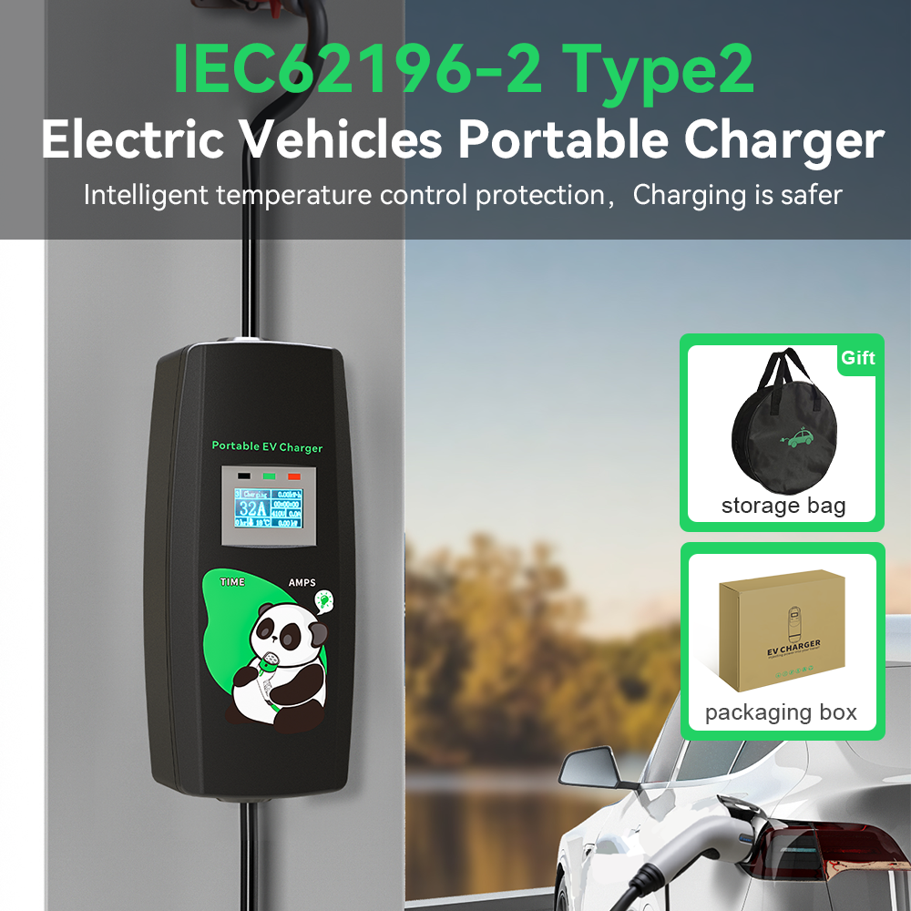 Khons 11KW 16A EV Draagbare Oplader Type2 EVSE Oplaaddoos Drie Fase Elektrische Autolader 5m Kabel