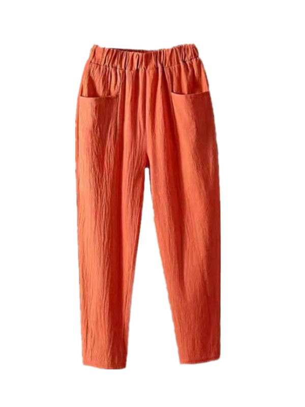 Loose Casual Pants Women's Summer Slimming White Rutabaga Pants Cotton Linen Large Size Straight Nine Points Harlan Pants