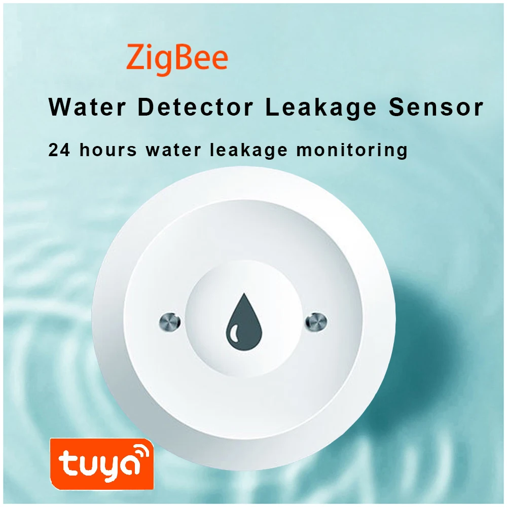 Датчик утечки воды Tuya ZigBee, водонепроницаемый сенсор для умного дома, с управлением через приложение