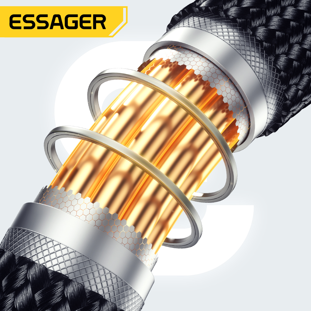 Essager Car Spring Type C Cable  For iPhone 16 15 Xiaomi Samsung 100W PD Fast Charging For Macbook iPad Type C to Type C Cable