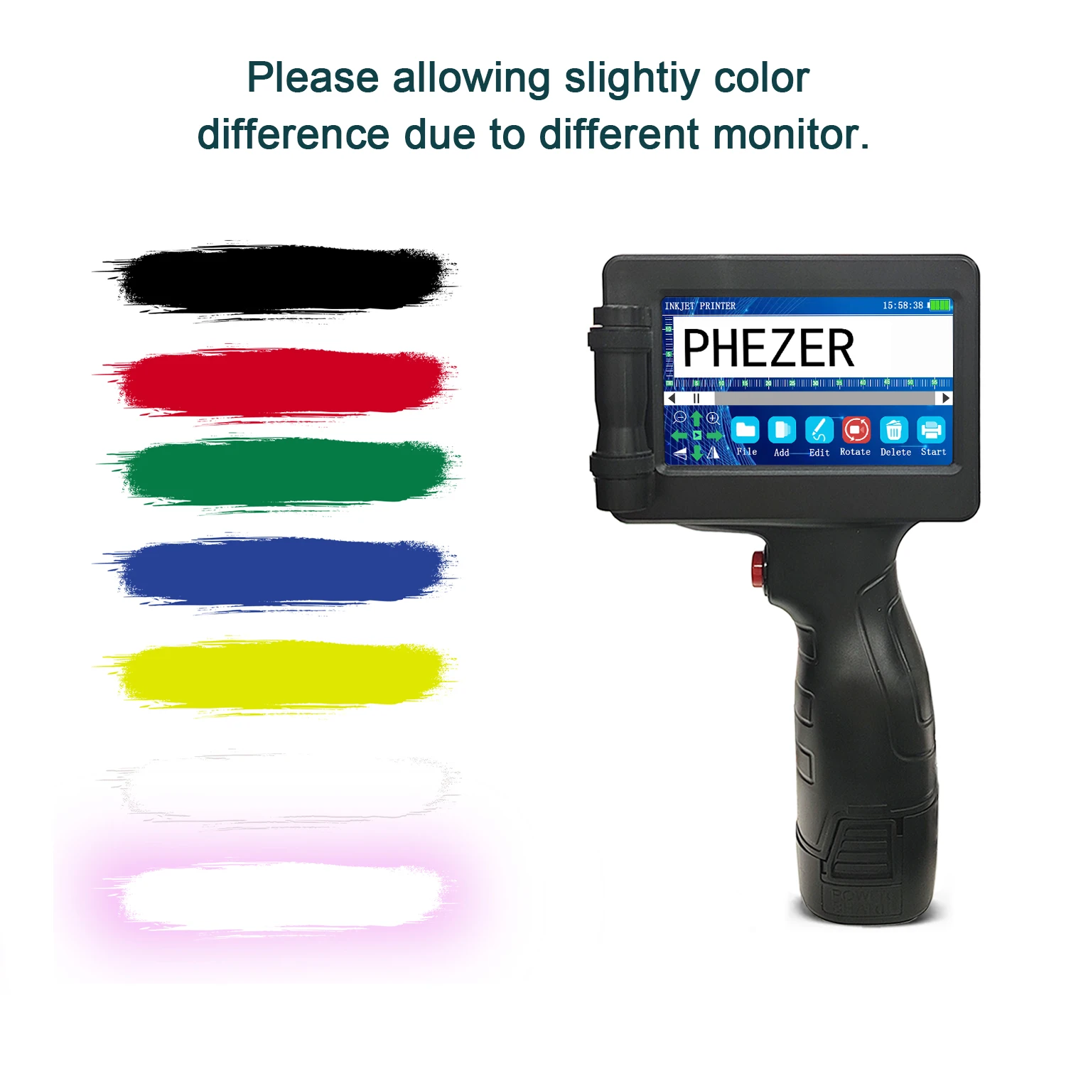 Phezer P17 Impressora jato de tinta portátil Número de data Data de validade Logotipo QR Bar Código de lote Data de validade Impressora de etiquetas de 12,7 mm 28 idiomas