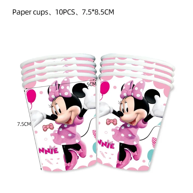 Disney rosa minnie mickey mouse banner bolo topper balão talheres festa de aniversário suprimentos decorativos