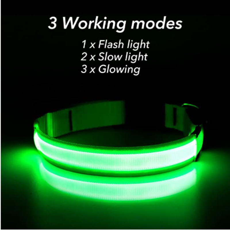 Collar luminoso recargable por USB para perros pequeños y grandes, Collar de seguridad para mascotas con luz nocturna y Led brillante ajustable