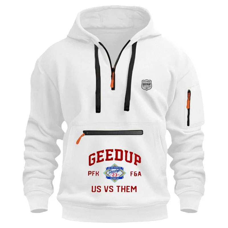 Sudadera con capucha informal para hombre, sudadera deportiva holgada de manga larga de talla grande con cremallera y múltiples bolsillos, color sólido, nueva moda, otoño e invierno