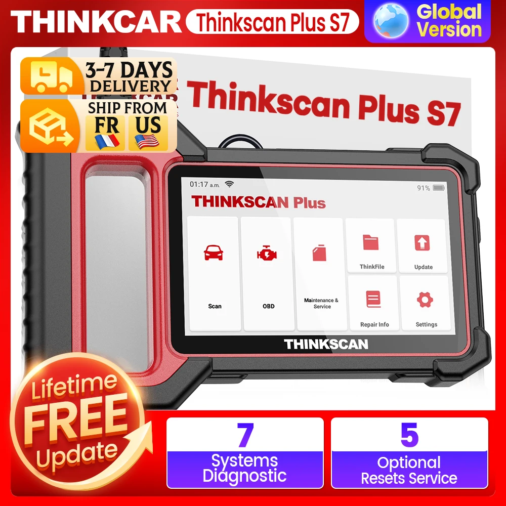 THINKSCAN PLUS S4/S6/S7 OBD2 Narzędzia Diagnostyczne Samochodowe Wielosystemowe Skanowanie ABS SRS ECM TCM BCM IC AC Reset Czytnik Kodów Skaner Samochodowy