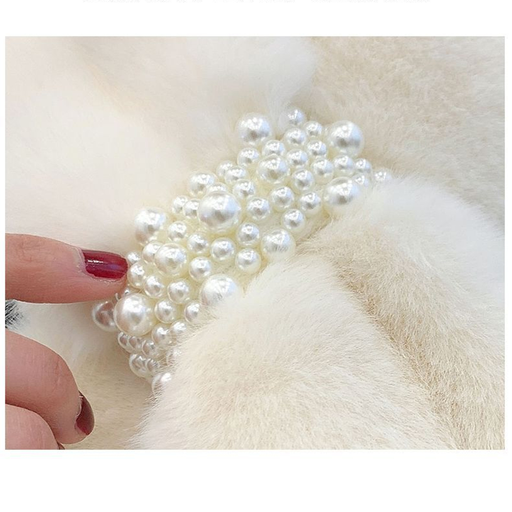 Bufanda de perlas invierno nuevo estilo versión coreana gruesa de lana de calentamiento cruzado cuello tipo conejo