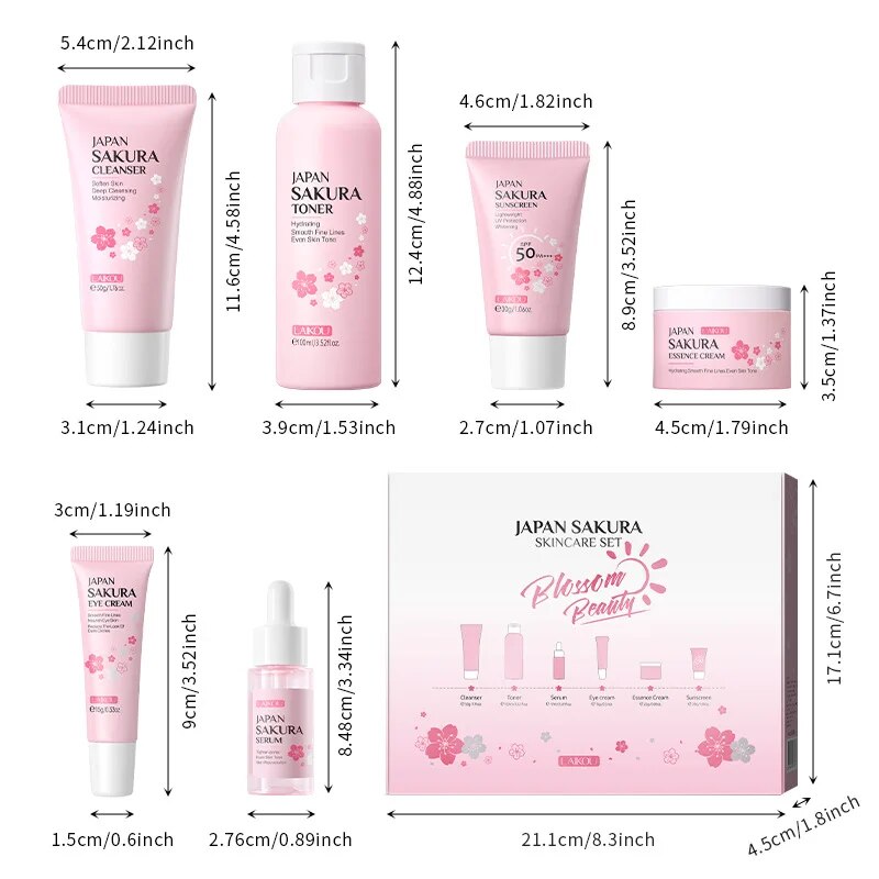 Sakura-スキンケアキット,クリーナー,トナー,セラム,アイクリーム,エッセンス,サンスクリーン,美容ギフト,日本