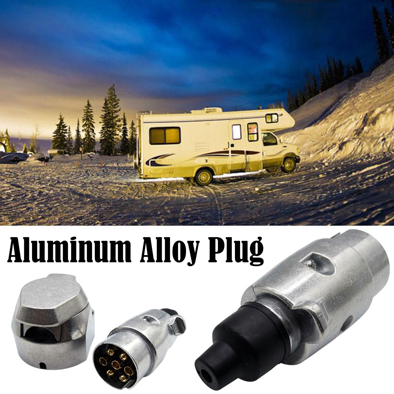 7 Pin Aluminium Alloy Plug Trailer Truck Towing Electrics 12V Connector EU Plug Waterproof Plugs Socket Adapter Protect