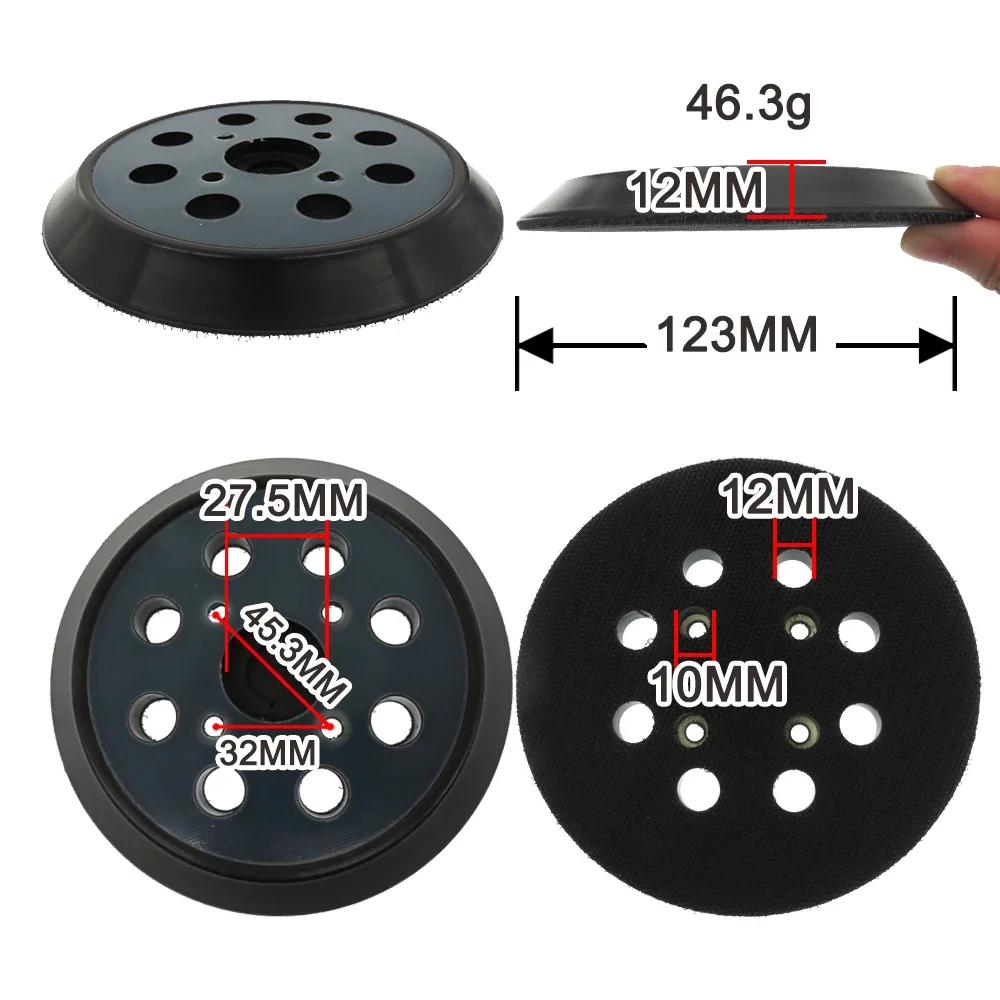 5 Inch 8 Holes Replacement Sanding Pads 1 Pcs Universal Hook and Loop Sander Pad Orbital Backing Plates for Ryobi 030157001018