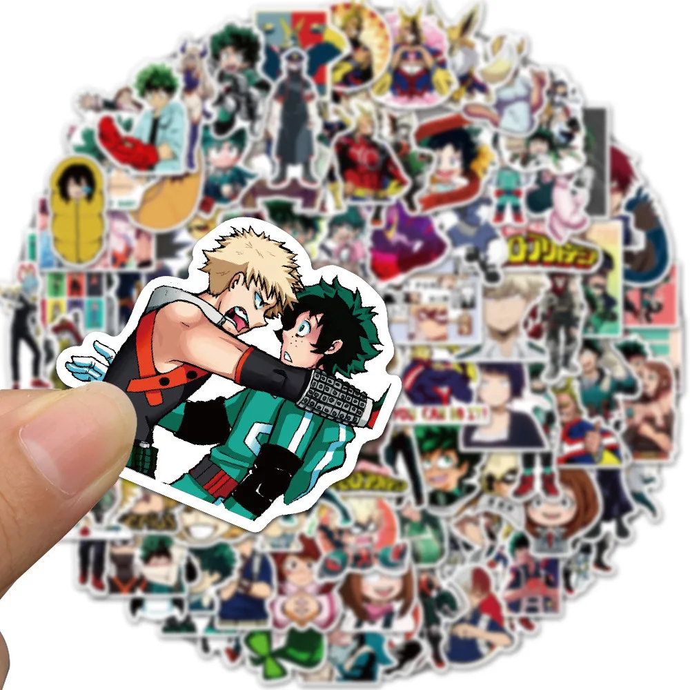 สติกเกอร์อนิเมะ My HERO Academy ของฉัน100ชิ้นกระเป๋าเดินทางสเก็ตบอร์ดเคสโทรศัพท์กันน้ำแพ็คสติกเกอร์น่ารักแล็ปท็อปผิวของเล่นเด็ก