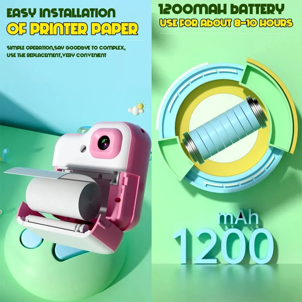 Q6 Instant Printing Camera for Kids Wireless Digital Camera Printing Bluetooth Camera Inkless Photo Lable Print Children Gifts