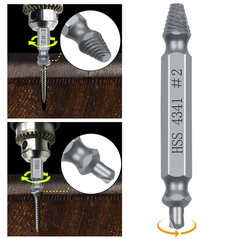 Damaged Screw Extractor Drill Bits Guide Set Broken Speed Out Easy Out Bolt Stud Stripped Screw Remover Tool