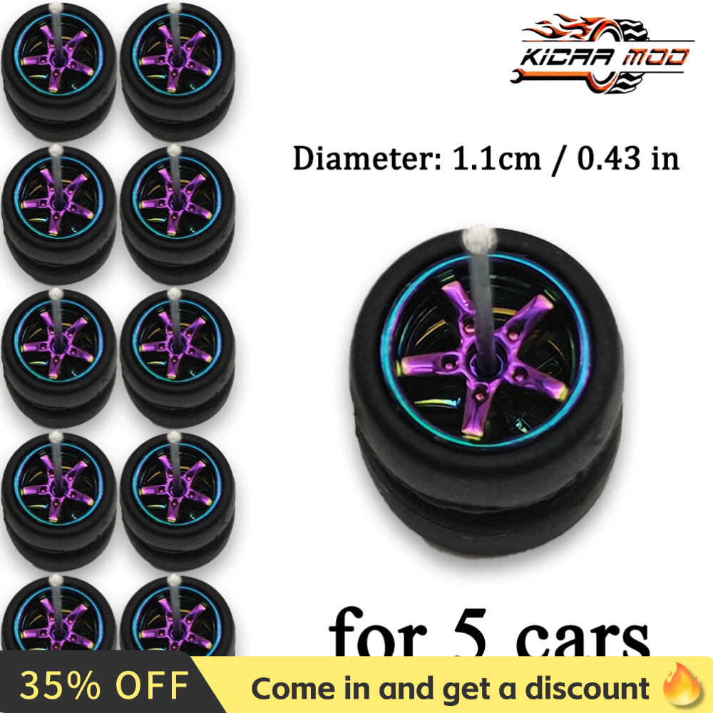 1/64 игрушечные колеса цвета хамелеона, резиновая шина, литые автомобильные колеса, модифицированные детали для хобби, 5 компл./упаковка