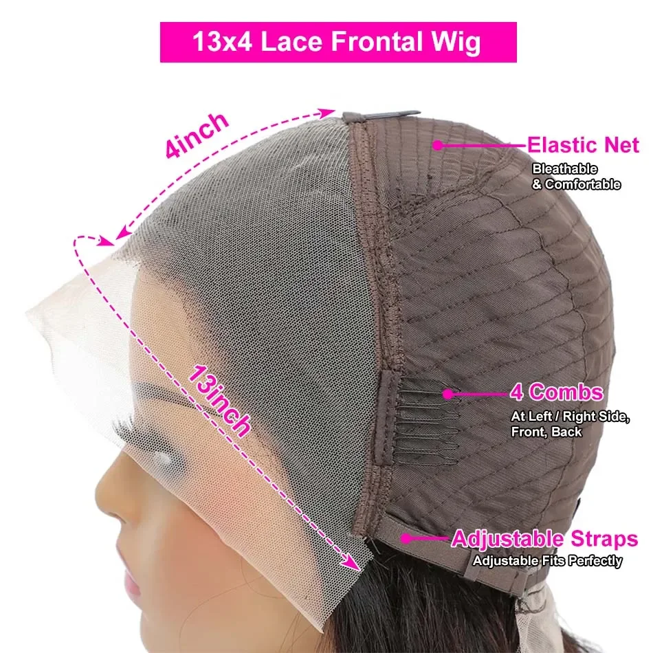 Peluca de cabello humano liso y corto de 14 pulgadas, postizo de encaje Frontal 150% transparente, corte Bob, 13x4, predesplumada