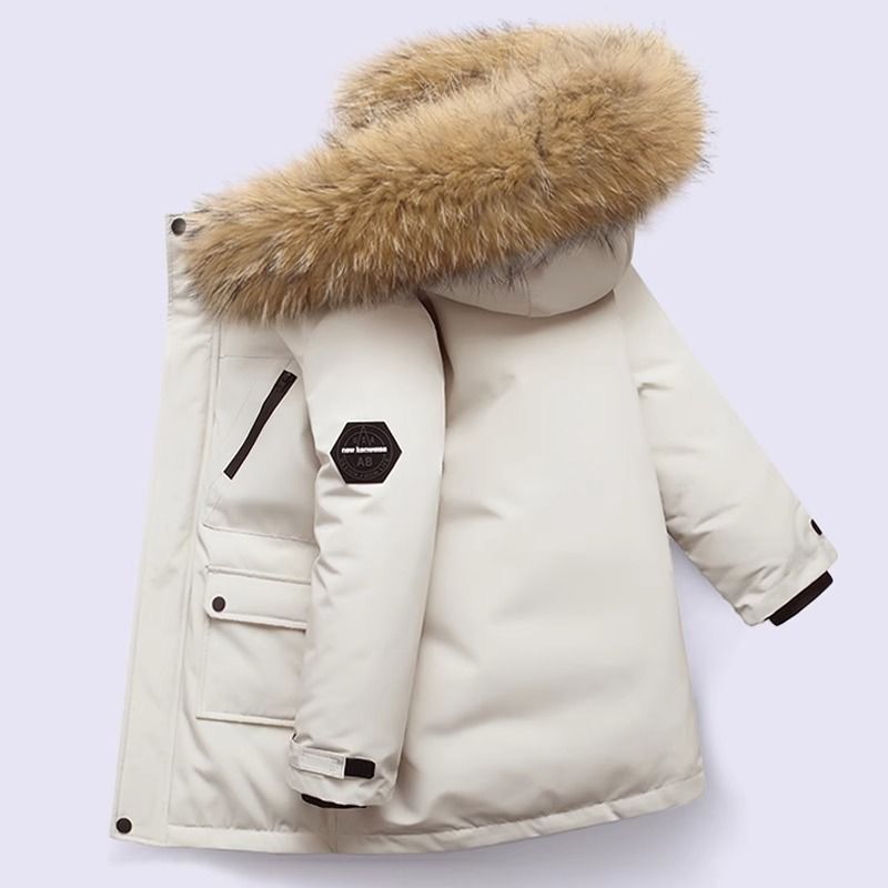 5 6 8 10 12 años chaqueta de invierno para niños gruesa mantener caliente moda Cuello de piel chaqueta para niños con capucha cremallera ropa de abrigo para niños