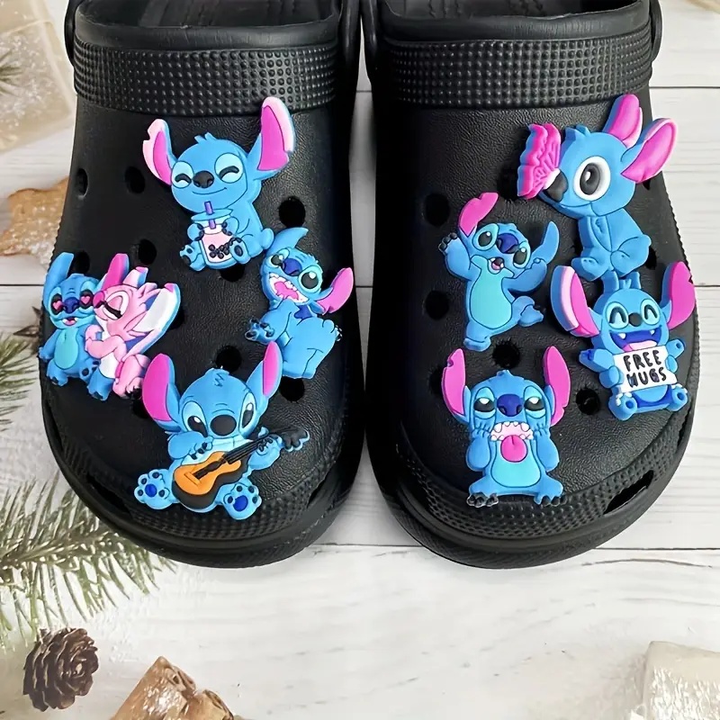 Hot Cartoon Jibbitz Stitch Shoe Charms For Clogs Set of 8 Disney Stitch Themed Shoe Buckles Removable for Decorative Use