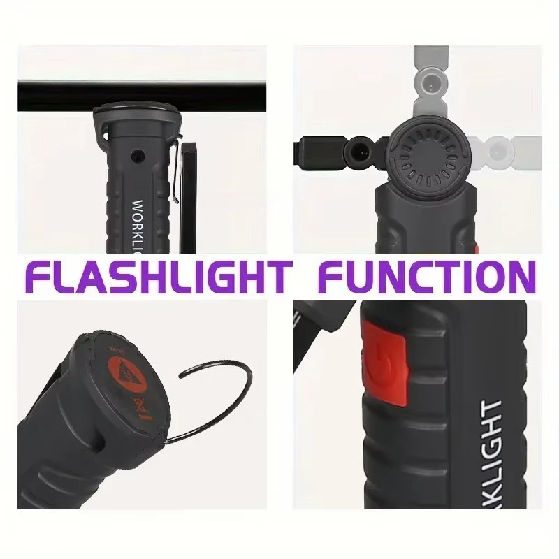 395nm LED UV Flashlight USB Rechargeable Foldable Lamp with Magnet Hook UV Light Ultraviolet for Pet Urine Detector Resin Curing