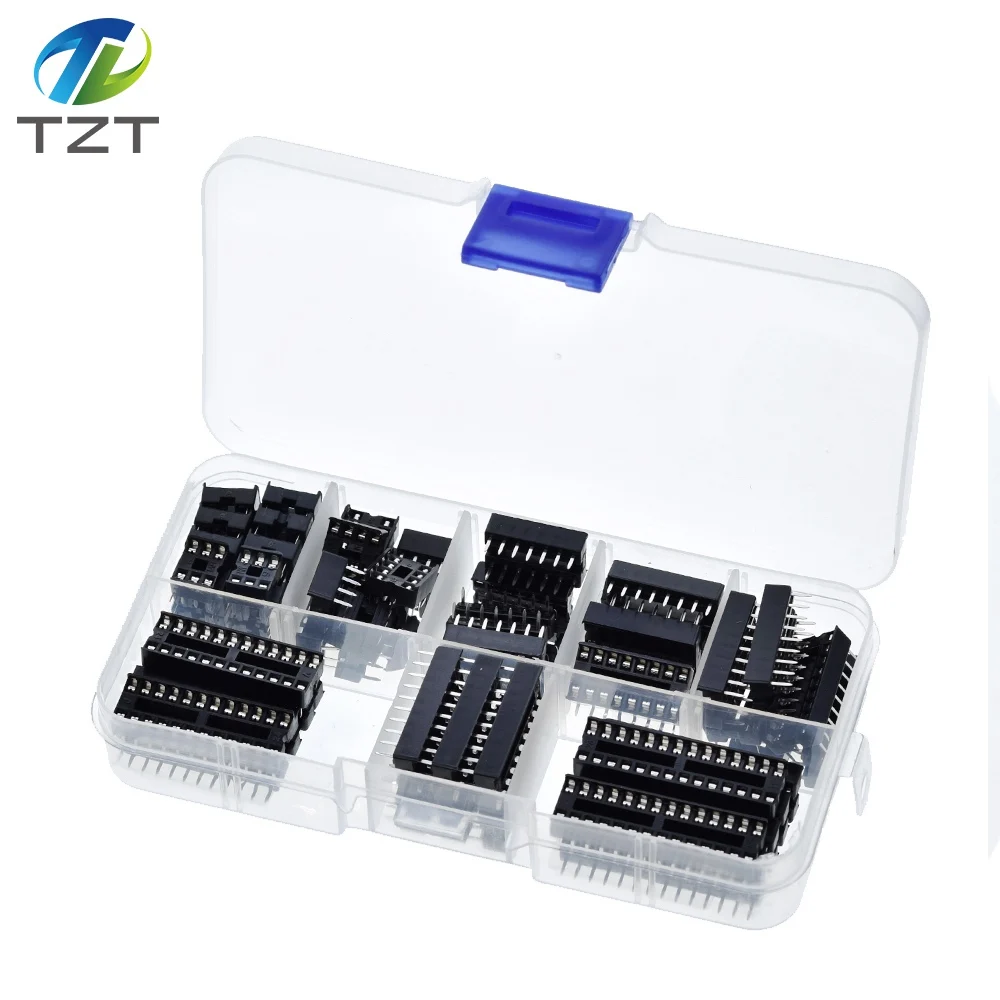 66PCS/Lot IC-Sockets Adaptor Solder Type Socket Kit 6,8,14,16,18,20,24,28 pins New TZT