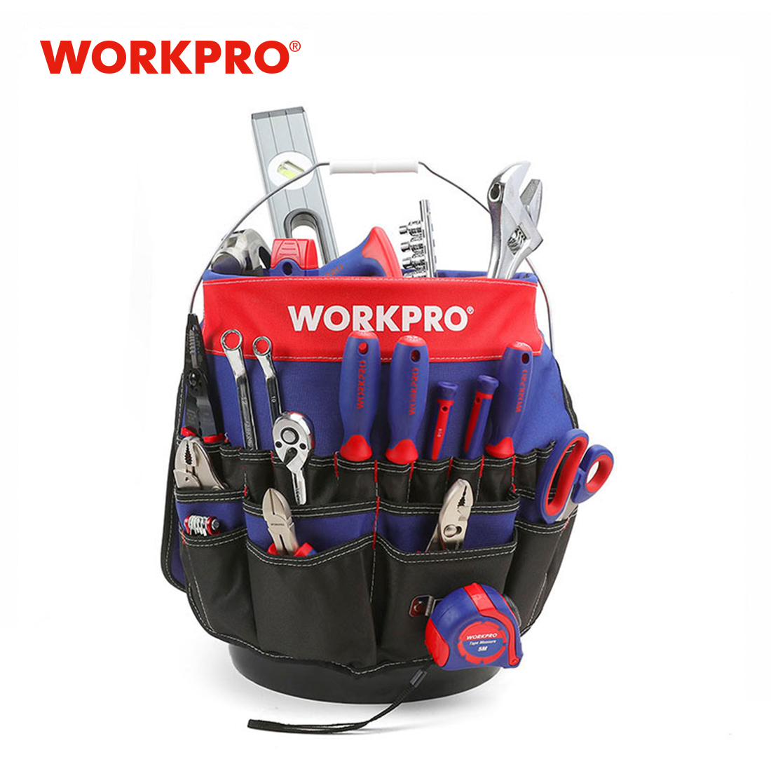 Workpro balde organizador de ferramentas de 5 galões, bolsa de ferramentas chefe com 51 bolsos, serve para balde de 3,5-5 galões (ferramentas excluídas)
